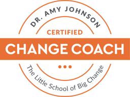 Dr. Amy Johnson Certified Change Coach seal, The Little School of Big Change